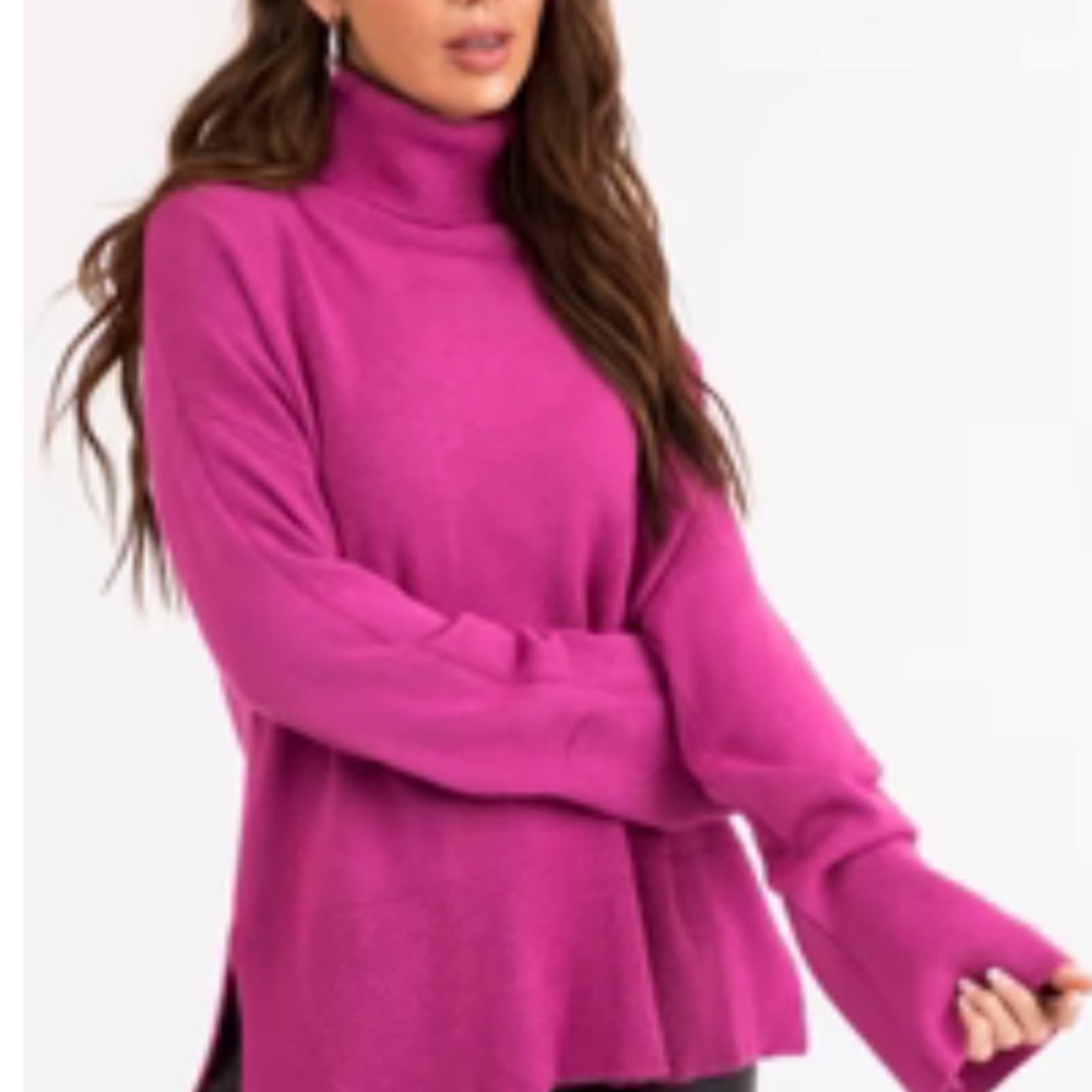 Women's Pink Turtleneck Sweater